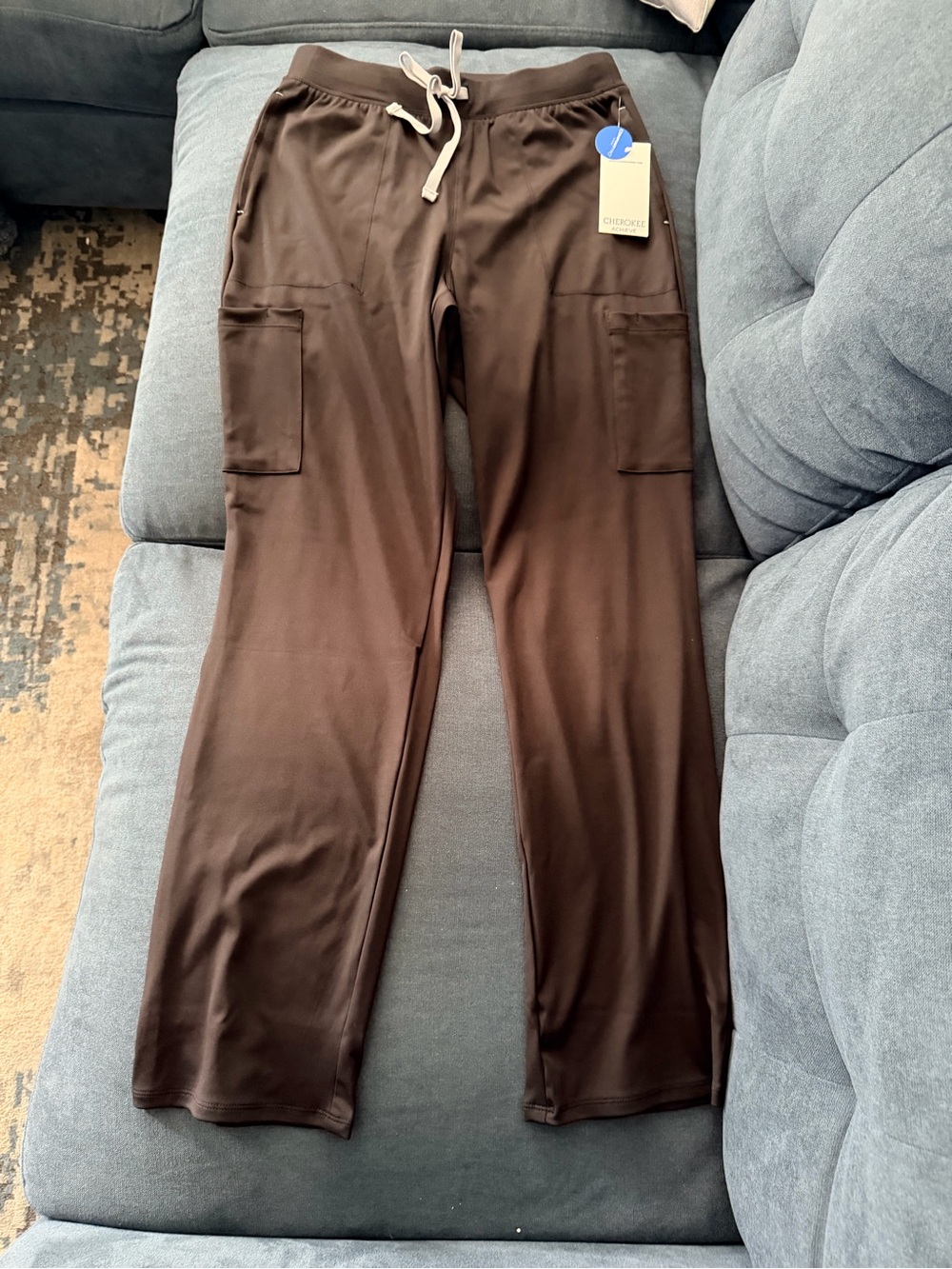 Cherokee Black Drawstring Cargo Scrub Jogger Pants